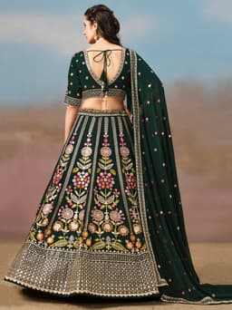 Dark Green Bridesmaid Lehenga with Floral Embroidery