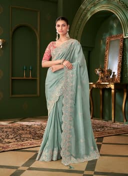 Sky Blue Saree for Wedding