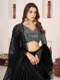 Midnight Black Georgette Lehenga