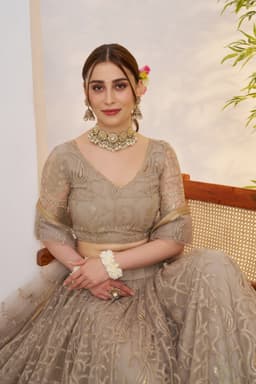 Taupe Wedding Wear Lehenga