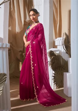 Luxury Wine Designer Saree for Wedding & Reception Wear