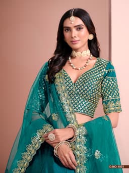 Teal Blue Festive Lehenga