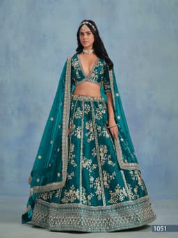 Teal Bridal Lehenga Choli for wedding