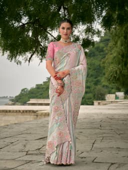 Pastel Pure Viscose Jacquard Khatli Bridal Saree