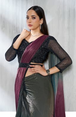 Dual Shade Satin Silk Ready Saree