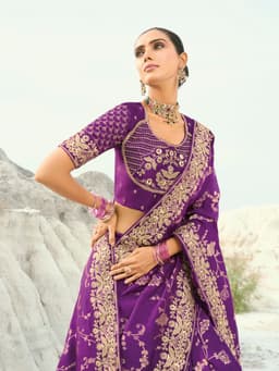 Luxury Purple Dola Viscose Designer Saree