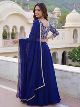 Royal Blue Georgette Lehenga