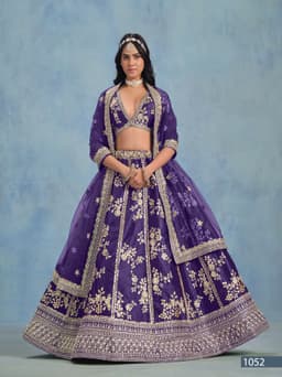 Purple Wedding Silk Lehenga