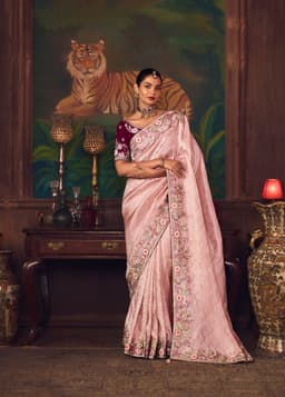 Blush Pink Silk Designer Saree