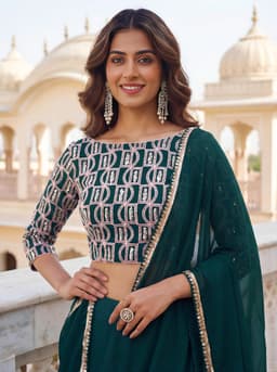 Teal Green Georgette Lehenga