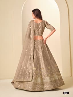 Brown Art Silk Party Wear Lehenga