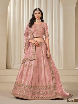 Pink Art Silk Lehenga for Wedding Wear