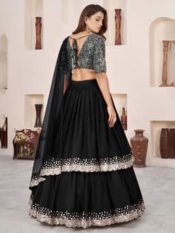 Midnight Black Georgette Lehenga