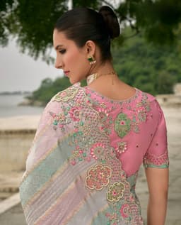 Pastel Pure Viscose Jacquard Khatli Bridal Saree