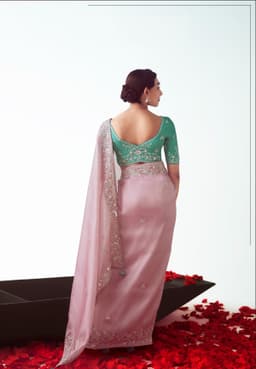 Blush Pink Embroidered Wedding Saree