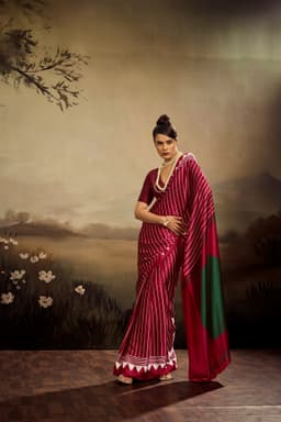 Wine Modal Satin Ajrakh Print Saree for Women