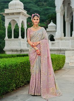 Pastel Pink Designer Saree for Wedding Wear