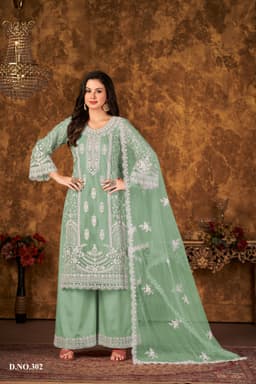 Mint Green Designer Palazzo Suit
