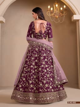 Wine Art Silk Wedding Lehenga