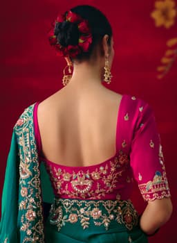 Teal Green Embroidered Party Wear Saree