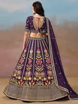 Purple Bridesmaid Lehenga with Floral Embroidery