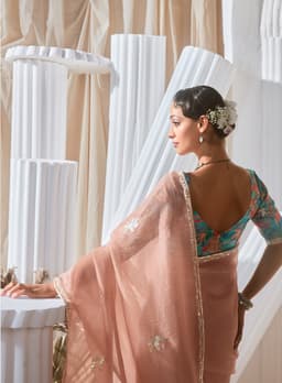 Dusty Rose Fancy Lace Work Saree for Women
