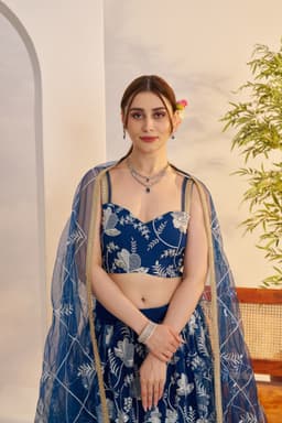 Navy Blue Net Festive Lehenga