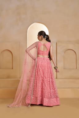 Pink Butterfly Net Designer Lehenga Choli