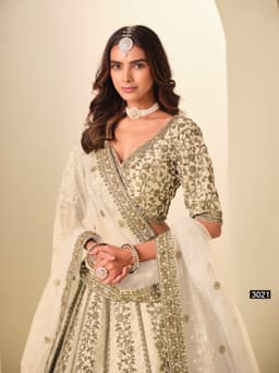 Ivory Cream Silk Bridal Lehenga