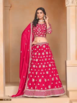 Pink Organza Wedding Lehenga Choli