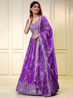 Royal Purple Organza Lehenga
