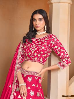 Pink Organza Wedding Lehenga Choli