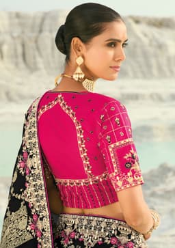 Black Pure Dola Viscose Handwork Bridal Saree