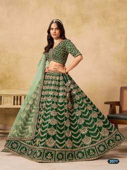 Emerald Green Art Silk Bridal Lehenga Choli