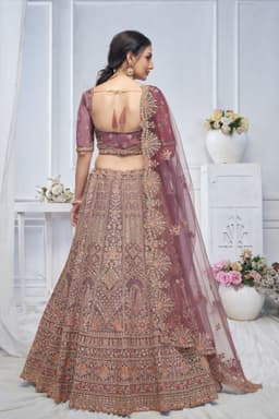 Onion Pink Bridal Lehenga with Heavy Embroidery