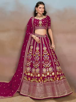 Rani Pink Bridesmaid Lehenga with Floral Embroidery