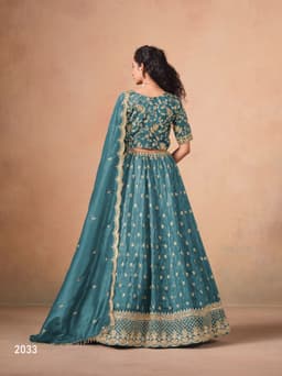 Teal Blue Soft Organza Lehenga Choli