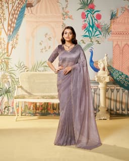 Lavender Swarovski Party Wear Saree