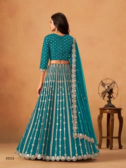 Teal Blue Gota Work Art Silk Lehenga Choli