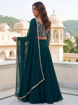 Teal Green Georgette Lehenga