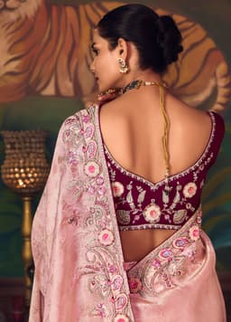 Blush Pink Silk Designer Saree