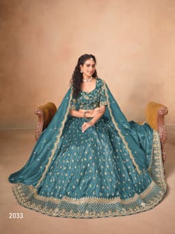 Teal Blue Soft Organza Lehenga Choli