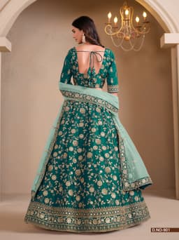 Teal Art Silk Wedding Lehenga